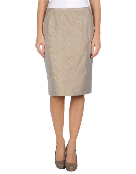 Armani Knee Length Skirt In Khaki Lyst