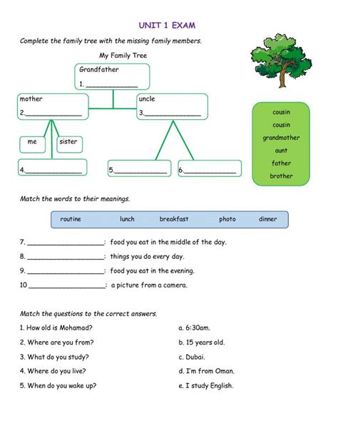 Unit 1 Exam Grade 6 Worksheet Live Worksheets