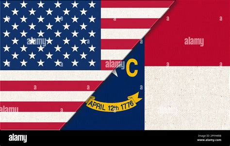 Flags of USA and North Carolina. Political concept. American North ...