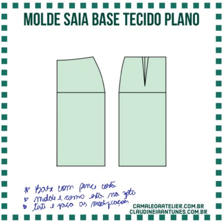 Molde Saia Base Tecido Plano CAMALEOA ATELIER DE COSTURA