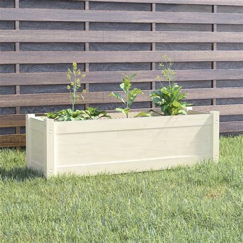 VidaLife Plantenbak 100x31x31 Cm Massief Grenenhout Wit Bol