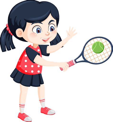 Cute girl tennis player cartoon 7562251 Vector Art at Vecteezy