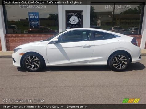 Taffeta White 2018 Honda Civic LX P Coupe Black Ivory Interior