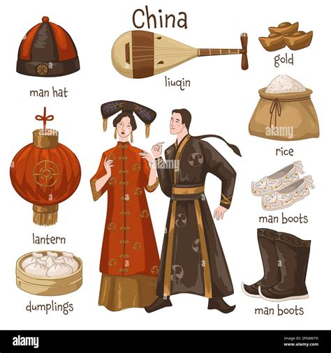 Chinese Culture And Traditions Man And Woman Stock Vector Image Art