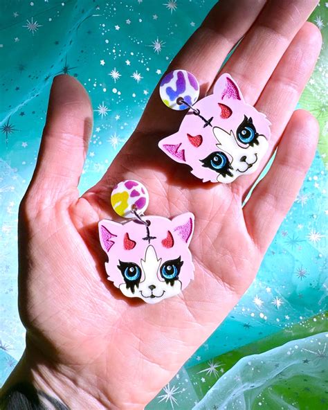 Demon Kitties Acrylic Earrings