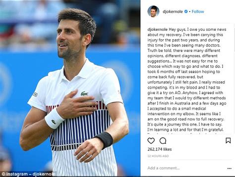 Novak Djokovic Has Medical Intervention On Injured Elbow Daily Mail