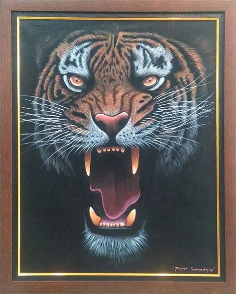 Painting Tiger Face Painting by Bambang Suharja | Saatchi Art