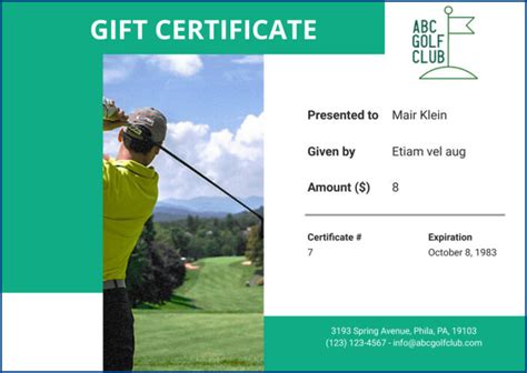 √ Golf Gift Certificate Template (Ready To Use)