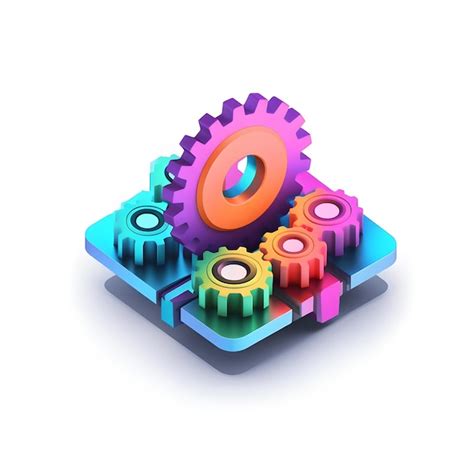 Premium Photo A Colorful Gears On A White Background