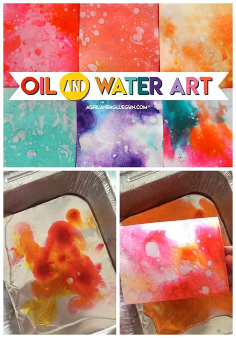 Oil and Water art - A girl and a glue gun