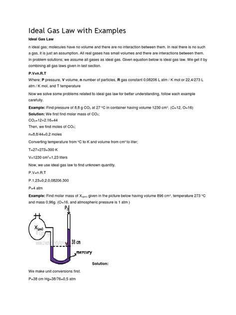 Ideal Gas Law With Examples | PDF | Gases | Mole (Unit)