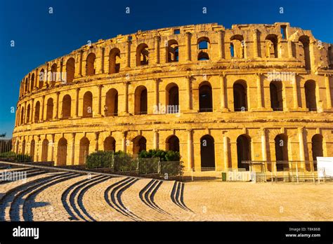 The Roman Amphitheater Of Thysdrus In El Djem Or El Jem A Town In