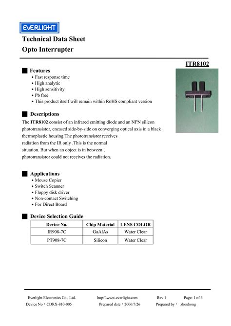 ITR8102 对射式光电传感器 佰典旺 集團 有限公司