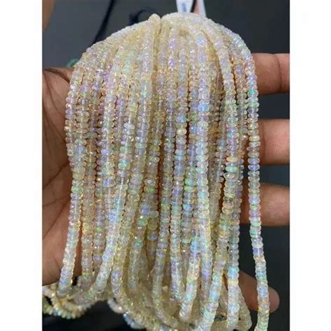 White Ethiopian Opal Beads Shape Roundel Size Mm At Rs Carat