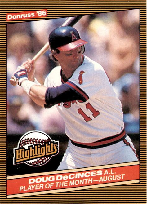 1986 Donruss Highlights 39 Doug Decinces Angels Baseball Card Ebay