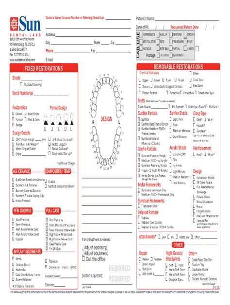 2017 2024 Sun Dental Labs Rx Form Fill Online Printable Fillable