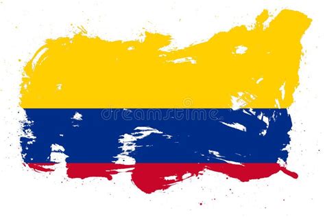 Bandera De Colombia Con Efecto De Pincel Grungo Pintado Sobre Fondo