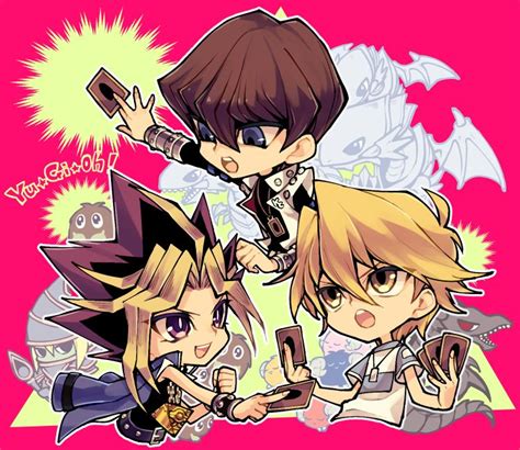 Yami Jonouchi Kaiba Kuriboh And Blue Eyes White Dragon Chibi