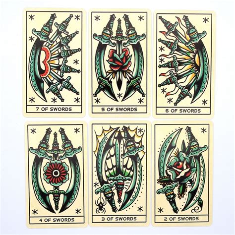 10 3x6cm Tattoo Tarot 78 Cards Tarot Deck Beautifully Illustrated Fully