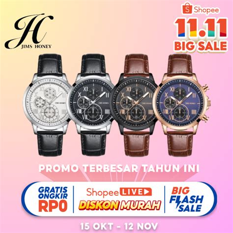 Jual Jam Tangan Pria JHW 07 JHW 29 JIMS HONEY ORIGINAL Strap Kulit Anti