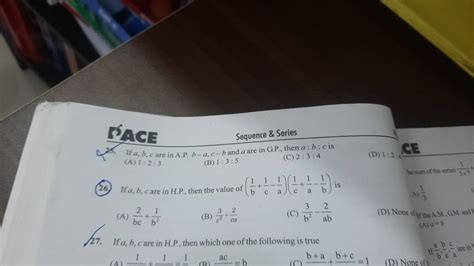 Sequence Series If A B C Are In A P Ba Cb And A Are In G P Th