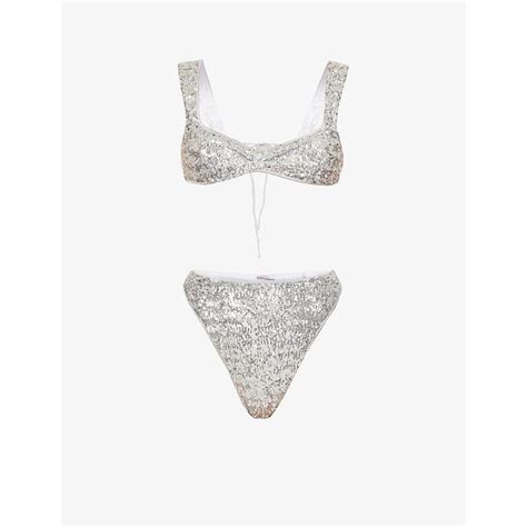 Oséree Sequin embellished High rise Bikini Set in White Lyst