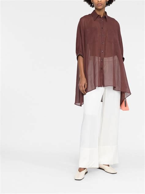 Brunello Cucinelli Semi Sheer Asymmetric Hem Blouse Farfetch