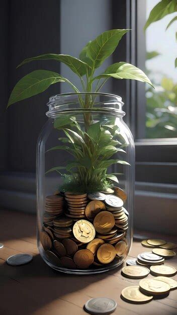 Premium Photo Plant In A Jar With Coins Financial Planning Idea