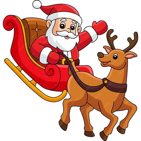 Rena Papai Noel Desenho - Natal Papai Noel trenó uma rena Clipart de desenho animado | Vetor Premium