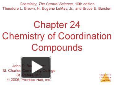 Ppt Chapter Chemistry Of Coordination Compounds Powerpoint