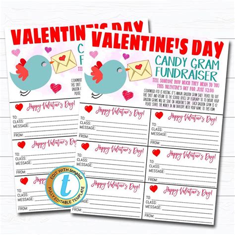 Valentine's Day Candy Gram Flyer Printable Template | Candy grams, Candy fundraiser, Fundraiser ...