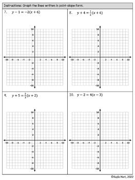 Writing Linear Equations In Point Slope Form Independent Practice