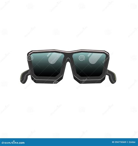 Black Sunglasses with Black Lens Isolated on White Background. Cartoon ...