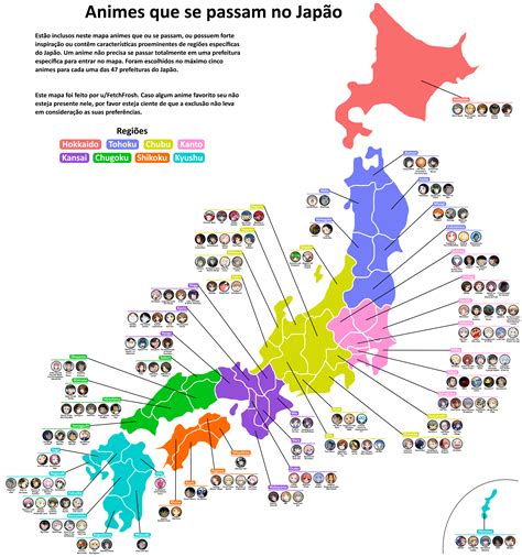 Crunchyroll Japão De Norte A Sul Fã Cria Mapa Com Animes Que