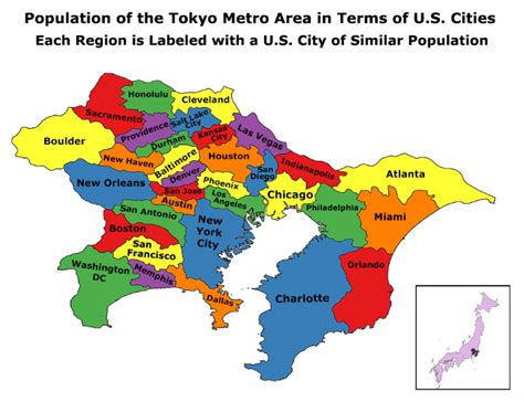 Population Of The Metro Tokyo Area Compared To Us Cities Brilliant Maps