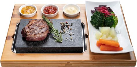 Amazon de BEEFSTONE Heißer Stein Lavastein Steak Brett Hot Stone