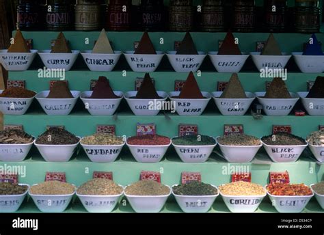 Egypt, spices, selection of colourful spices at market stall Stock ...