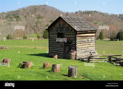 A Reconstructed Cabin Located At The Visitor Center Of The Cumberland