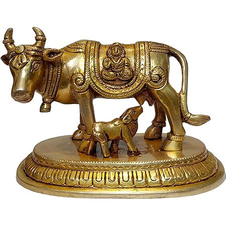 Buy Aargkraft Brass Golden Kamdhenu Cow With Calf Vastu Gau Mata Idol