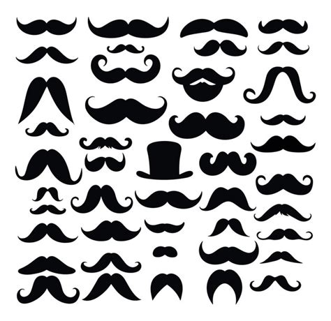 Premium Vector Free Vector Monochrome Moustache Icons Set