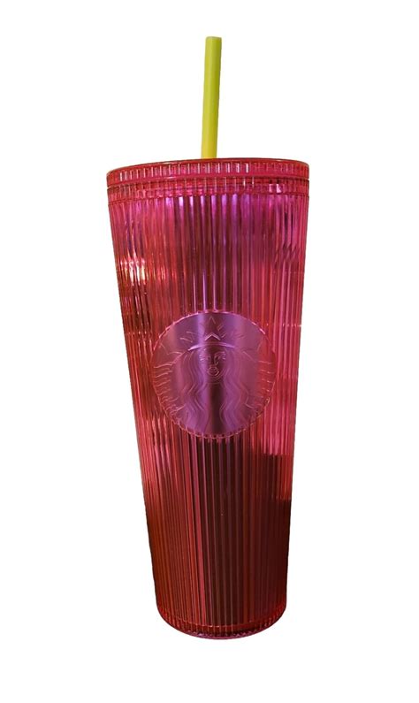 Starbucks Summer Pleated Neon Magenta Oz Cold Cup Pink Etsy