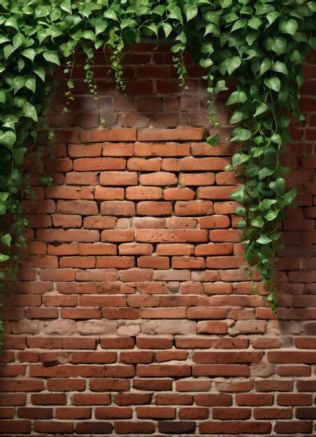 Premium AI Image Brick Wall And Vine Texture Background