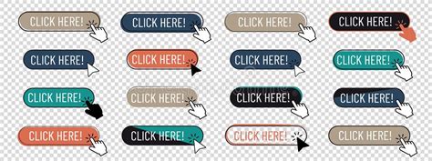 Click Here Button Colorful Vector Illustration With Mouse Arrow