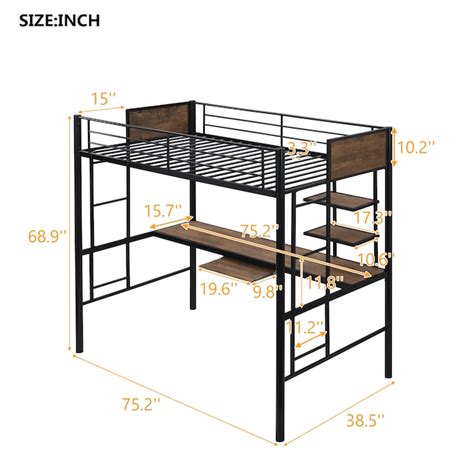 Casainc Loft Bed With Desk And Shelf White Twin Loft Bunk Bed In The Bunk Beds Department At