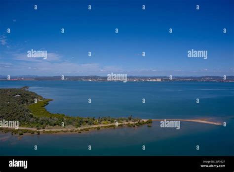 Aerial Of Quoin Island In Gladstone Harbour Queensland Australia Stock