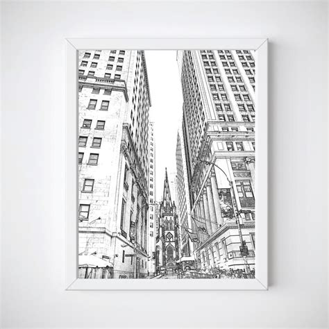 New York Wall Art, Black and White Sketches, Sketch of New York, New ...