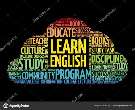 Learn English Word Cloud Collage Stock Vector By Dizanna