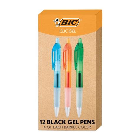 BIC Intensity Clic Black Gel Pens, 12-Count