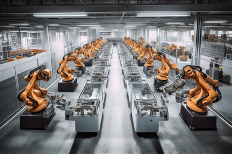 Premium Ai Image Group Of Robots Working Together In A Factory