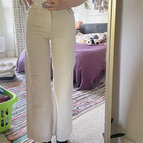 Bershka Women S Cream Jeans Depop